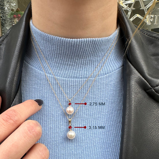 Bridal Jewelry Set of Pearl Earrings and Necklace Set in 14K Solid Gold Jewelry Set with Ruby and Natural Pearl