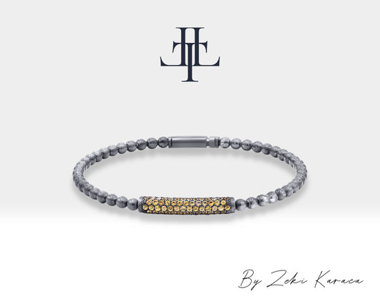 Ball Shaped Handmade Silver Bracelet with Yellow Sapphire | ZB00015S