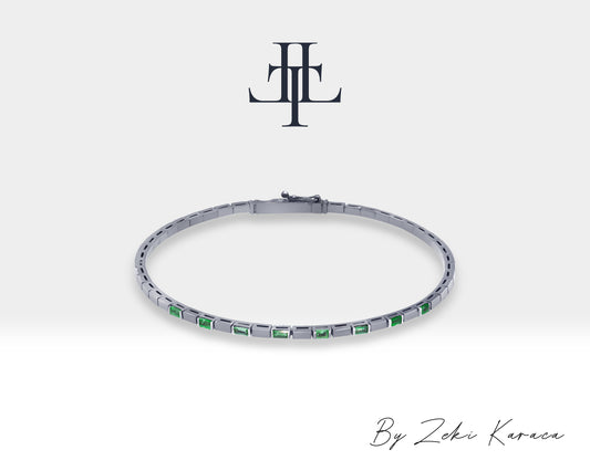 Handmade Silver Bracelet with Natural Emerald | ZB00017E
