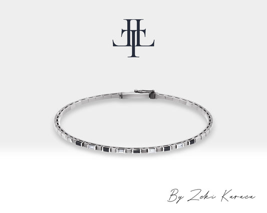 Handmade Silver Bracelet with Natural Diamond and Black Diamond | ZB00019DB