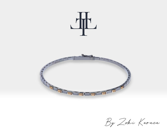 Handmade Silver Bracelet with Natural Brown Diamond | ZB00023BD