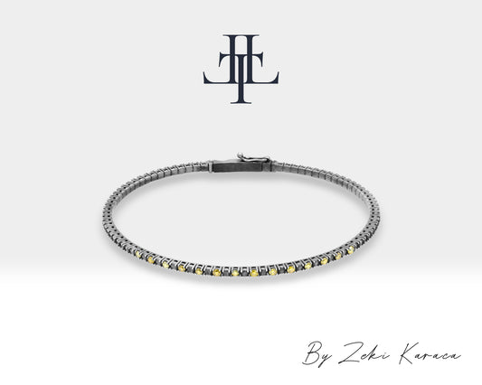 Handmade Silver Bracelet with Yellow Diamond | ZB00027D