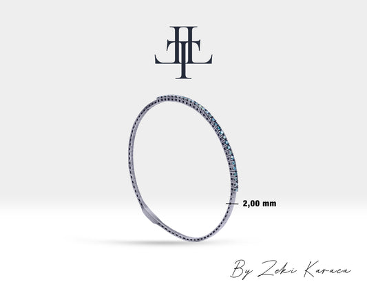 Handmade Silver Bracelet with Blue Diamond | ZB00028D