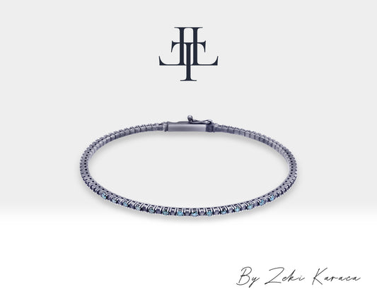 Handmade Silver Bracelet with Blue Diamond | ZB00029D