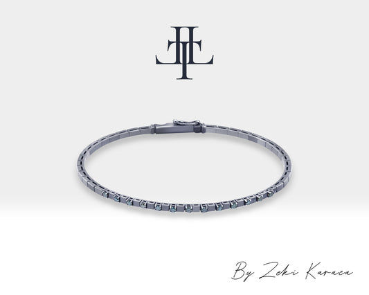 Handmade Silver Bracelet with Blue Diamond | ZB00032D