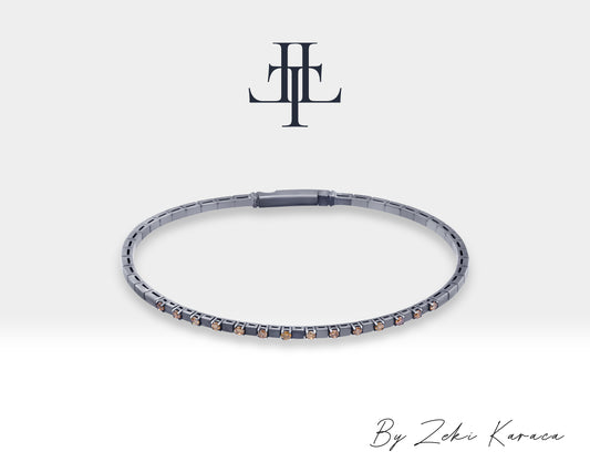 Handmade Silver Bracelet with Brown Diamond | ZB00033BD