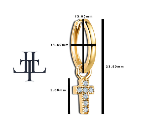 Diamond Dangling Cross Eardrops Earring