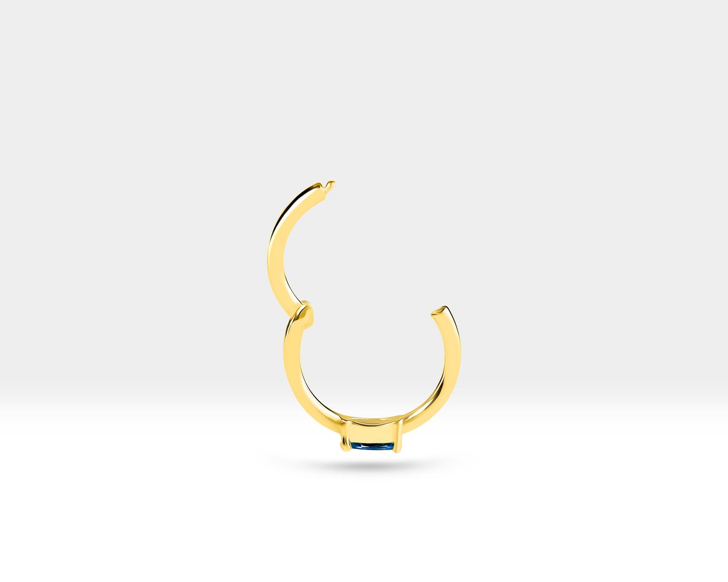 Cartilage Hoop with Marquise Sapphire Clicker in 14K Yellow-White-Rose Solid Gold Earring 16G 12 mm