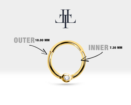 Cartilage Hoop Round Cut Diamond Clicker Single Earing 18G