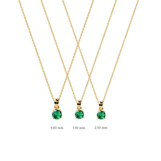 Solitaire Emerald Necklace ,Emerald Solitaire Pendant 14K Gold