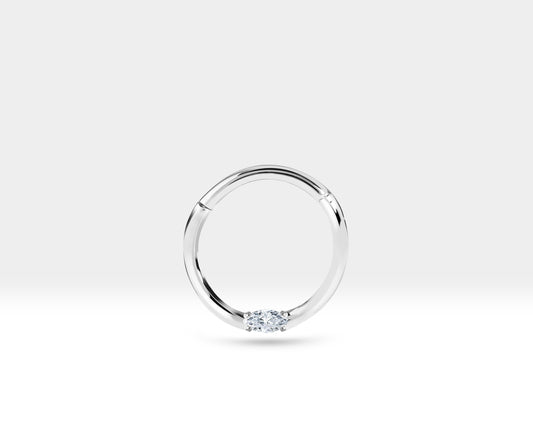 Cartilage Hoop Marquise Diamond Clicker Single Earring 16G
