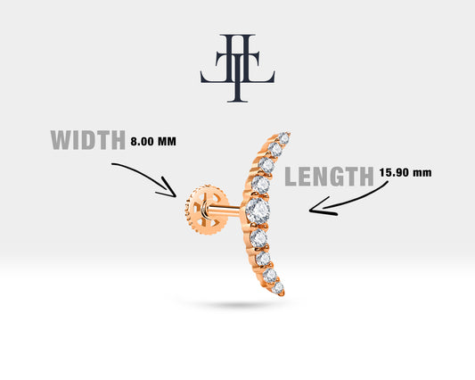 Cartilage Moon Diamond Design Clicker Piercing,Single Helix Stud Earring