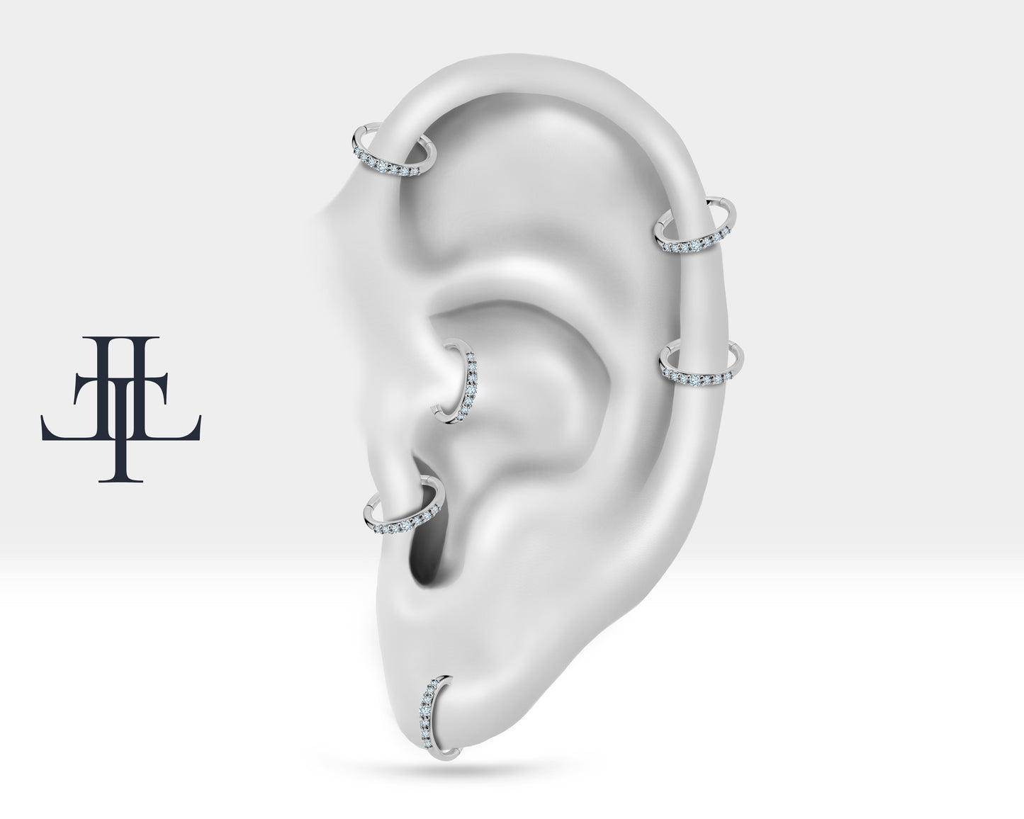 Hoop Clicker Diamond Piercing Cartilage Diamond Single Earring,16G(1.2mm)