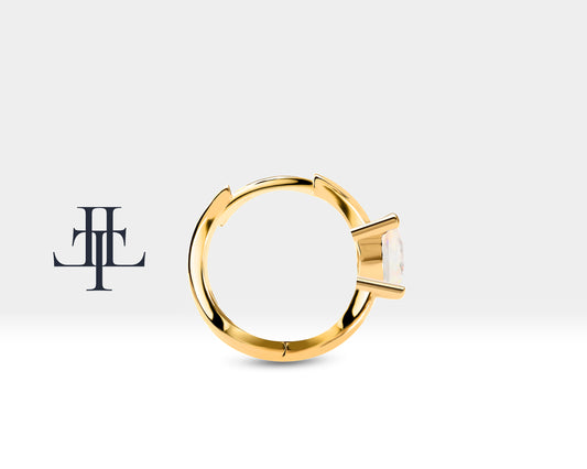 Cartilage Hoop Drop Cut Cross Standing Opal Earring Single Earring 14K Gold