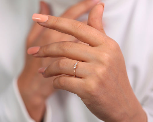 Four Pieces Marquise Cut Diamond Shining Design Ring 14K Solid Gold