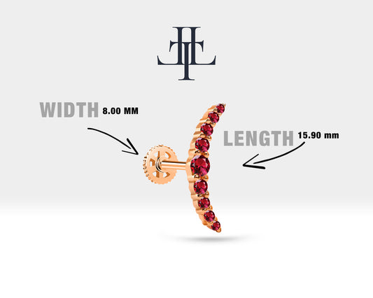 Ruby Moon Design Cartilage Clicker Piercing Single Helix Stud Earring