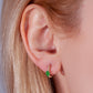 Huggie Hoop Earring , Oval Cut Emerald and Diamond Design Earring , 14K Yellow Solid Gold