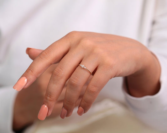 Four Pieces Marquise Cut Diamond with Unique Design Ring 14K Solid Gold