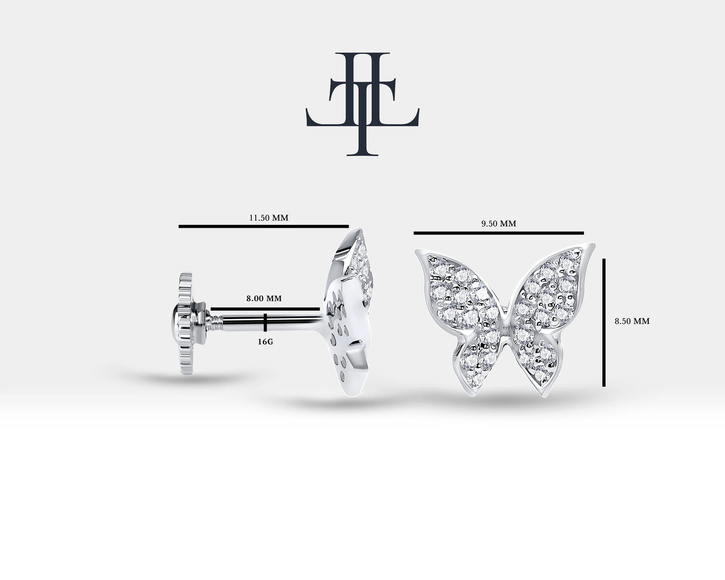 Cartilage  Butterfly Design Piercing 14K  Solid Gold | LP00006D