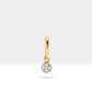 Diamond Dangle Earring,14K Yellow Solid Gold,Earlobe Hoop Earring,Halo Setting Diamond Earring