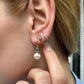 Pearl Earring with Emerald Huggies Hoop in 14K Solid Gold Bridal Jewelry Earrings Dangle Hoops for Wedding| LE00079PE