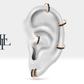 Cartilage Hoop with Five Black Diamond Earring Huggies Hoop in 14K Yellow Solid Gold
