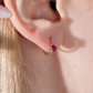 Drop Cut Ruby Earring with Cross Standing Design Huggies Hoop Single Earring in 14K Yellow-White-Rose Solid Gold