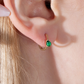 Drop Cut Cross Standing Emerald Earring Single Hoop in 14K Yellow-White-Rose Solid Gold Huggies Style Hoop Earring