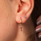 Ruby Dangling Cross Eardrops Earring