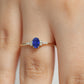 Sapphire Oval Cut with Sprinkled Diamonds 14K Solid Yellow Gold Ring | LR00054DS