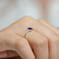 Sapphire Oval Cut with Sprinkled Diamonds 14K Solid Yellow Gold Ring | LR00054DS
