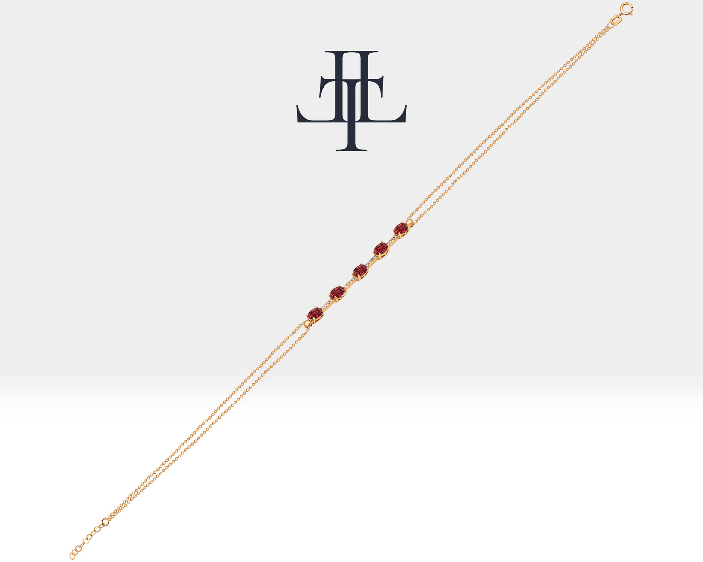 Dainty Minimalist Bracelet with Marquise Ruby and Tiny Diamond Bracelets in 14K Solid Gold Bracelet for Women