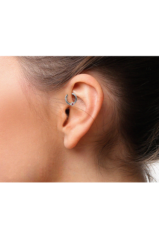 Cartilage Hoop Round Cut Ruby Star Clicker,Single Earring,14K Gold,16G