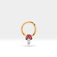 Marquise Cut Ruby&Diamond Hoop Clicker,Multi-Stone Cartilage Hoop Clicker in 14K Solid Gold,16G(1.2mm),10mm Outer