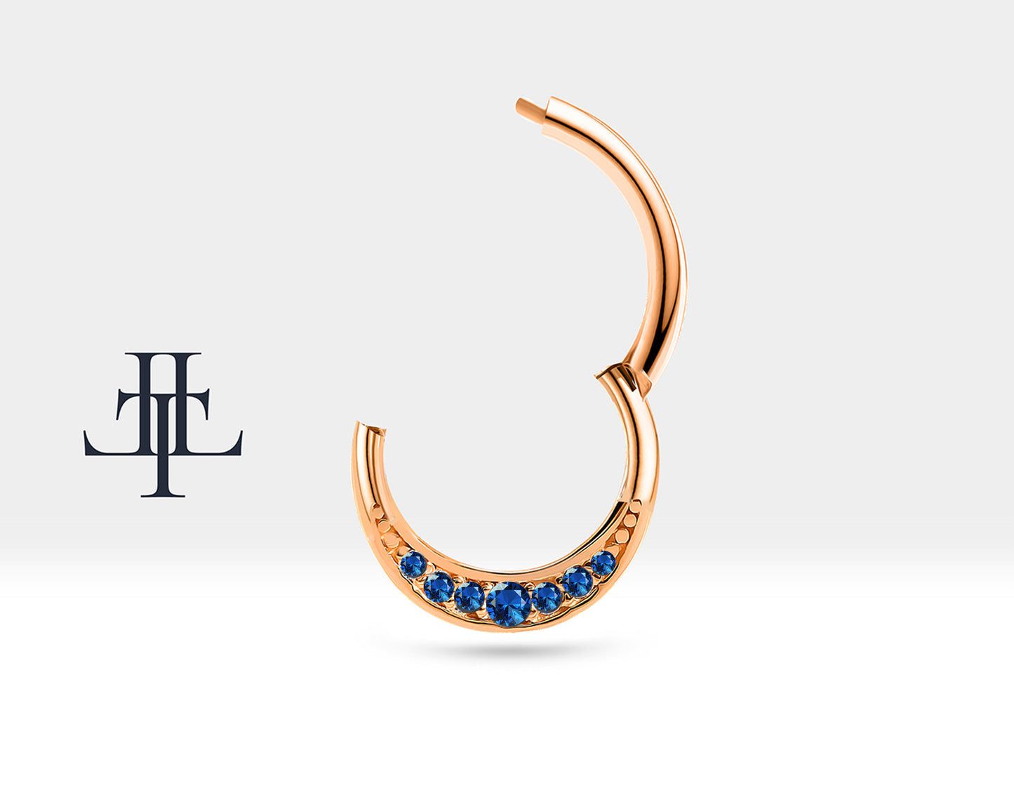 Cartilage Hoop with Natural Sapphire Helix Hoop in 14K Solid Gold Piercing Single 16G