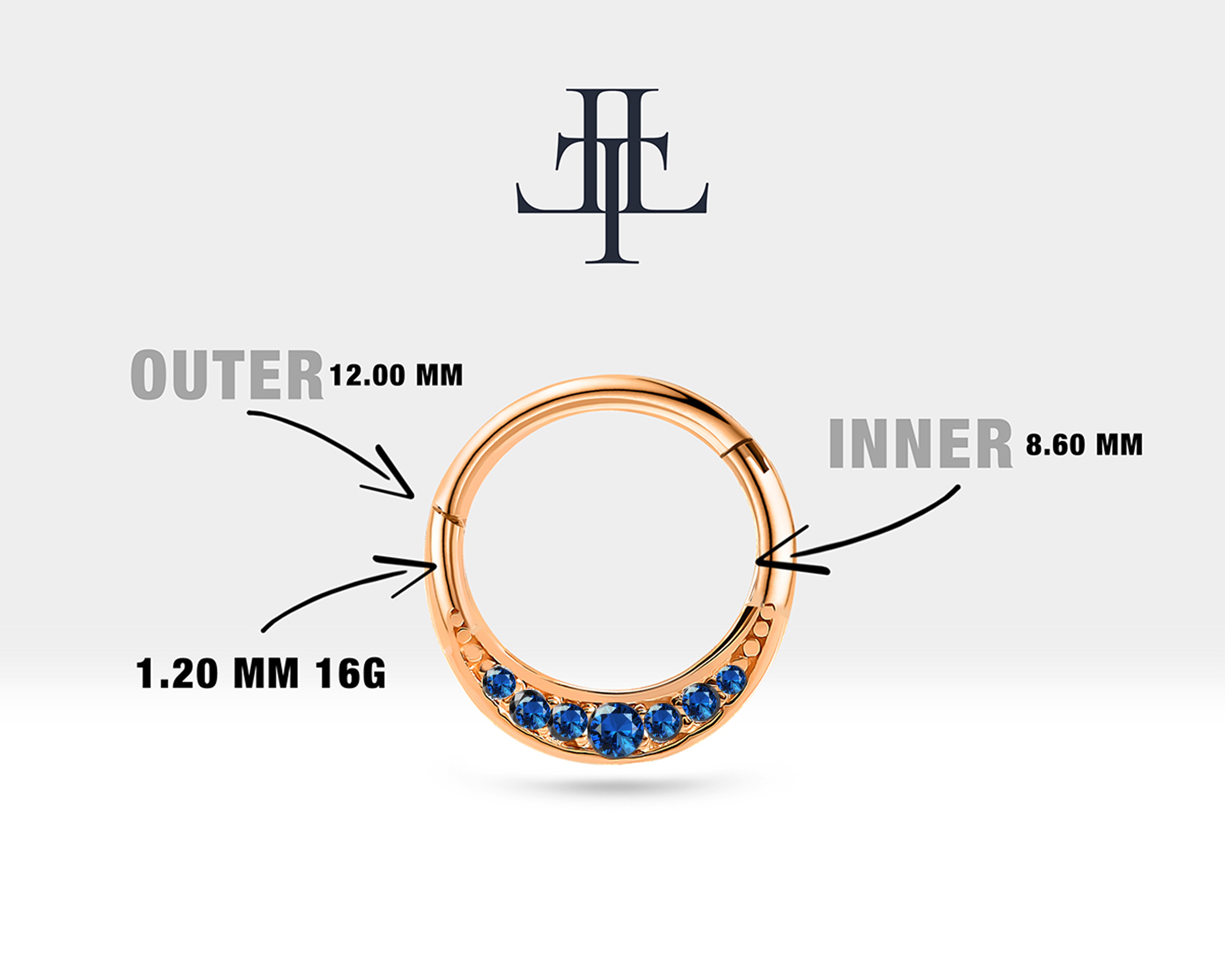 Hoop Cartilage Piercing / Sapphire Clicker Piercing / Hoop Earring/ 14K Solid Gold / 16 Gague / 10mm outlet Outer 7.60 mm Inner