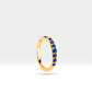 Hoop Clicker Piercing with Sapphire in 14K Solid Gold 16G Single Earring 12mm Outer