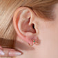 Huggies Earring, Round Cut Green Garnet and Diamond Hoop Earring ,14K Yellow Gold