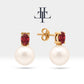 Pearl Earrings with Oval Cut Ruby Earring in 14K Solid Gold Stud Earrings for Women Wedding Jewelry | LES00005PR