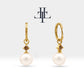 Bridal Jewelry with Round Cut Brown Diamond Earrings in 14K Solid Gold Dangle Hoop Pearl Earrings for Women Wedding Jewelry