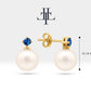 Pearl Earrings with Round Cut Sapphire Earring in 14K Solid Gold Stud Earrings for Women Wedding Jewelry | LES00006PS