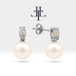 Pearl Earrings with Marquise Cut Opal Earring in 14K Solid Gold Stud Earrings for Women Wedding Jewelry