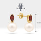 Pearl Earrings with Marquise Cut Ruby Earring in 14K Solid Gold Stud Earrings for Women Wedding Jewelry