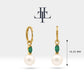 Bridal Jewelry with Marquise Cut Emerald Earrings in 14K Solid Gold Dangle Hoop Pearl Earrings for Women Wedding Jewelry