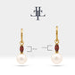 Bridal Jewelry with Marquise Cut Ruby Earrings in 14K Solid Gold Dangle Hoop Pearl Earrings for Women Wedding Jewelry