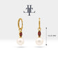 Bridal Jewelry with Marquise Cut Ruby Earrings in 14K Solid Gold Dangle Hoop Pearl Earrings for Women Wedding Jewelry