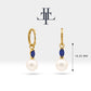 Bridal Jewelry with Marquise Cut Sapphire Earrings in 14K Solid Gold Dangle Hoop Pearl Earrings for Women Wedding Jewelry