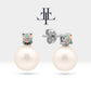 Pearl Earrings with Round Cut Opal Earring in 14K Solid Gold Stud Earrings for Women Wedding Jewelry