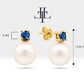 Pearl Earrings with Round Cut Sapphire Earring in 14K Solid Gold Stud Earrings for Women Wedding Jewelry