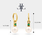 Round Cut Emerald Earrings with Pearl Earring in 14K Solid Gold Dangle Earrings for Women Wedding Jewelry